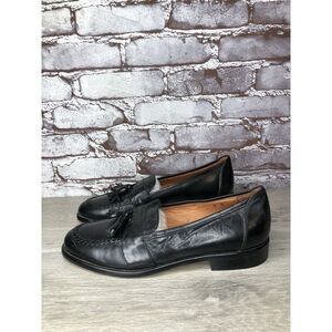 Alfani Black Leather Braided Tassel Loafers Italy Dress Shoes Men Sz 8M US/41EU